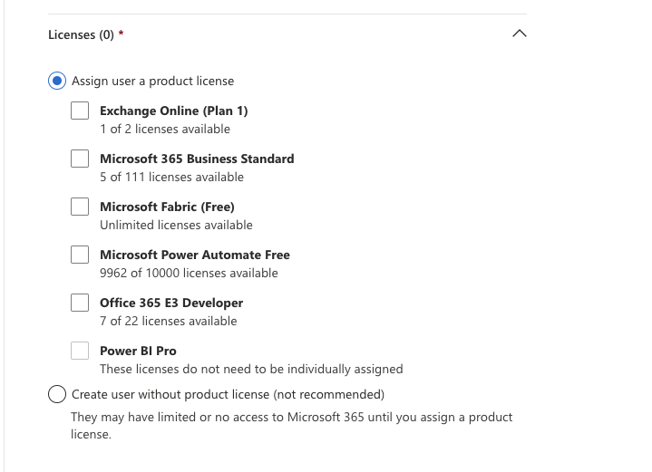 Assigning an Exchange licence