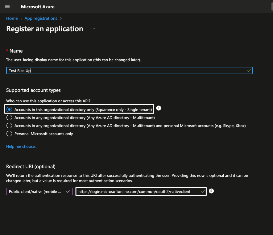 Selecting single tenant account type